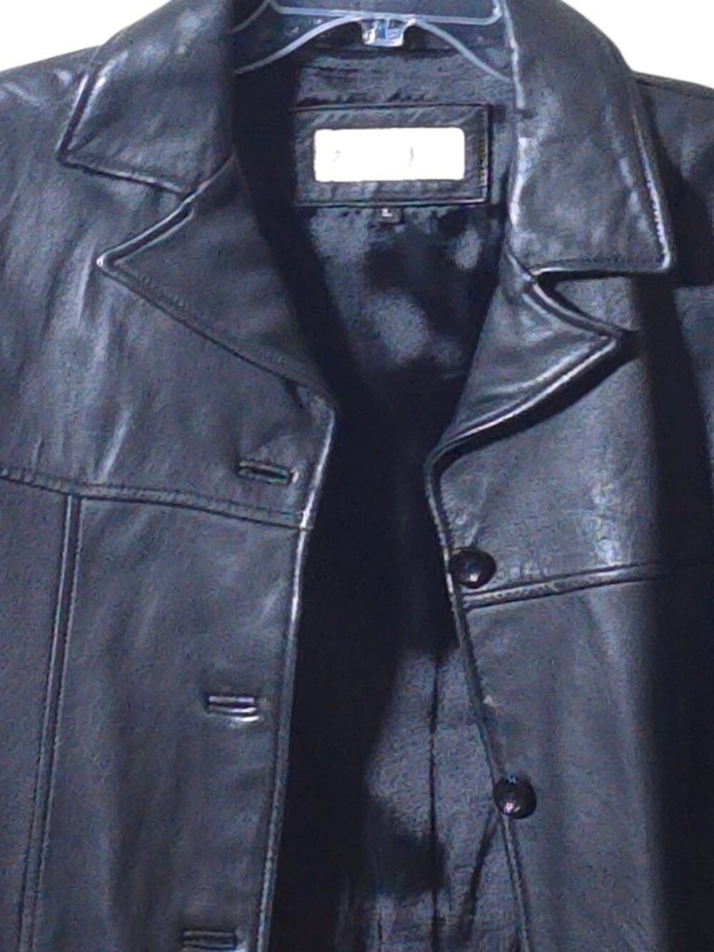 Vintage 100% Leather Black Jacket Women’s Button Front Y2K Minimalist Coat - Picture 3 of 13